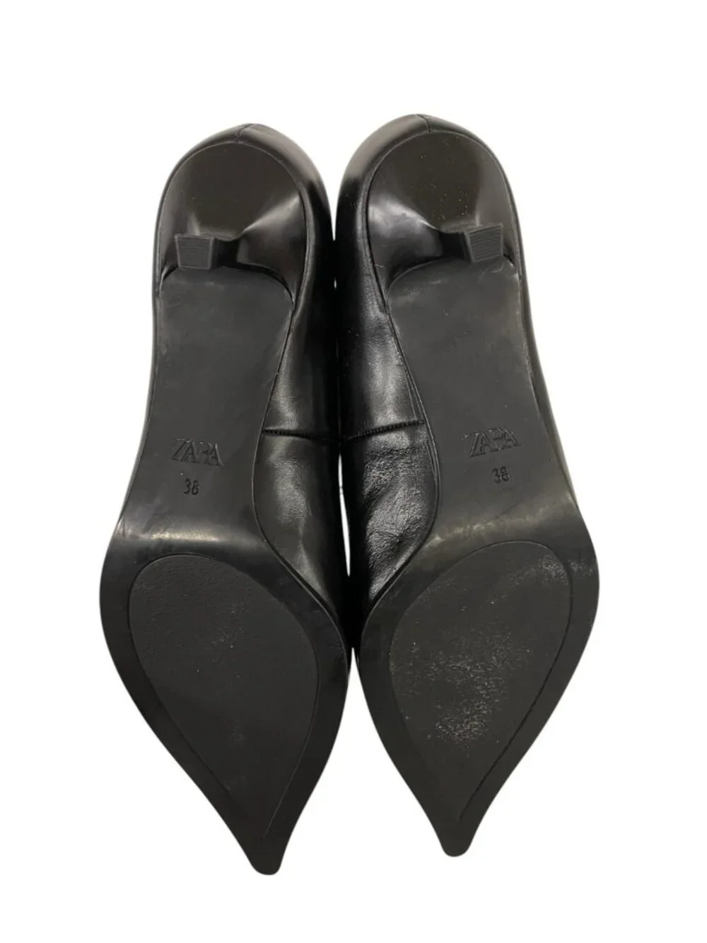 Zara Womens 50th Anniversary Pointed Toe Leather Heels 7.5 Black 2995/510 NWOB